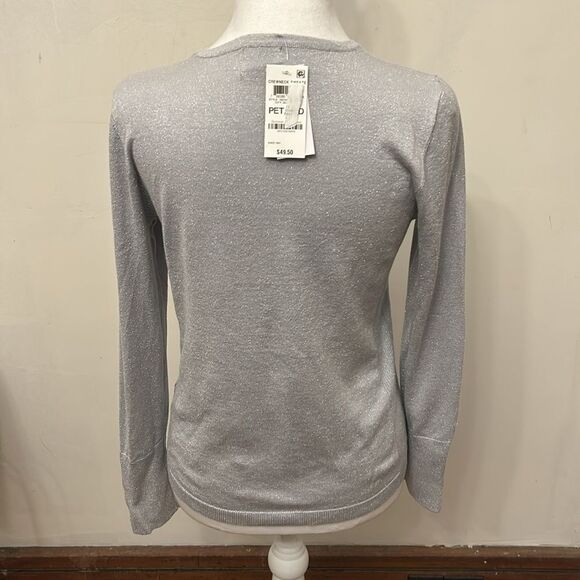 JM Collection silver sparkly long sleeve crewneck sweater Size MP New - Picture 5 of 9